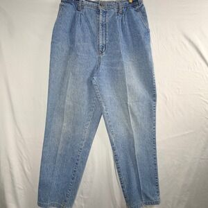 Vintage Seasons Sportswear High Waisted Pleated Mom Jeans Light Wash Size 14
